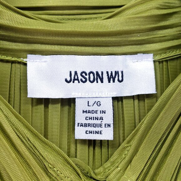 Jason Wu Collection Women's Extended Shoulder Button Up Blouse Green Size L - Picture 2 of 14